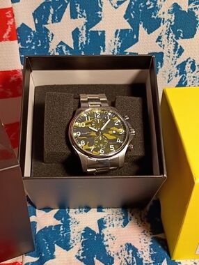 Invicta Stainless Steel Chronograph Watch with Green Camo Dial 50362